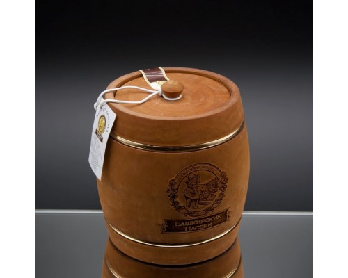 Подарок с липовым мёдом Бочонок тёмный с обручем 2 кг. 
