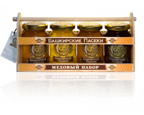 Подарочный набор с мёдом 4*250 Ларец